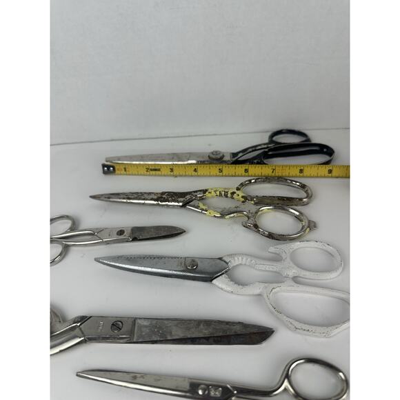 Vintage Set Of 6 Various Shears Scissors Chrome Made In Italy And USA Sewing - Picture 7 of 7